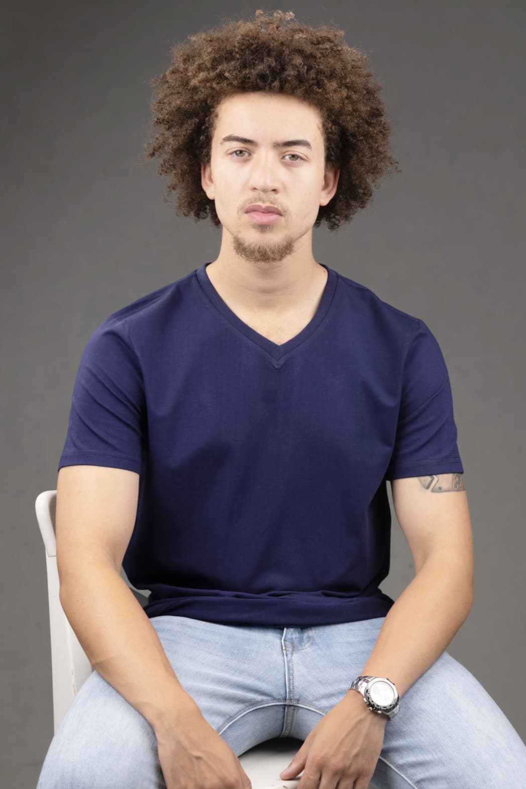 V Neck Slim fit T-Shirt in Ink Blue