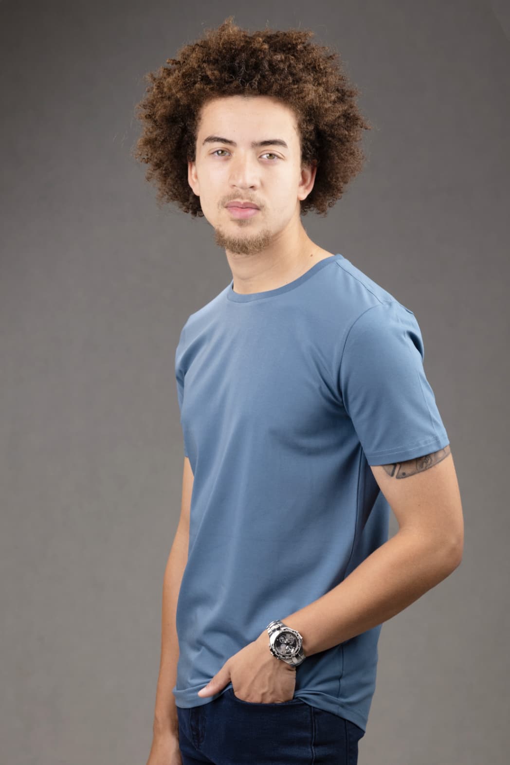 Crew Neck Slim fit T-Shirt in Blue