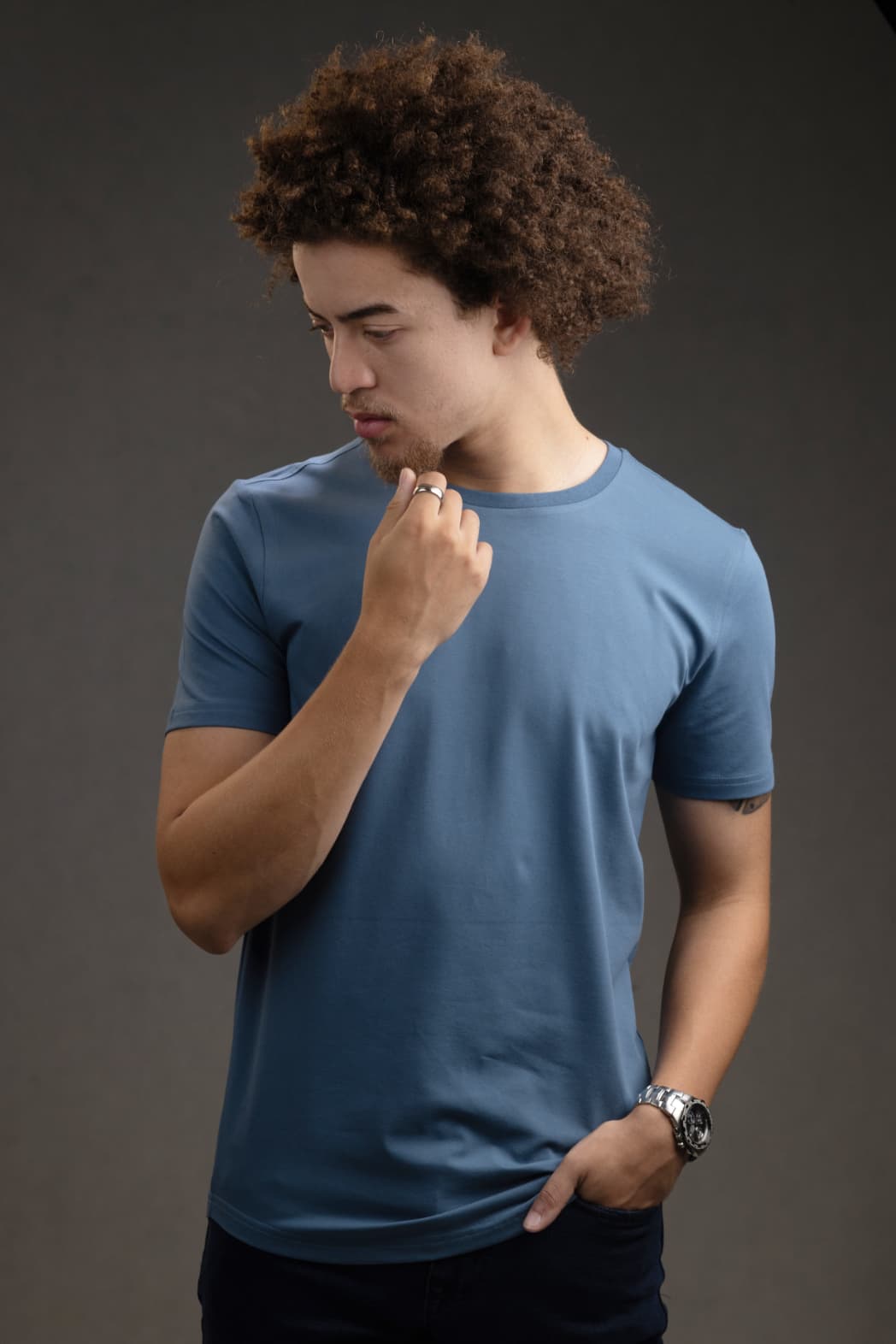 Crew Neck Slim fit T-Shirt in Blue
