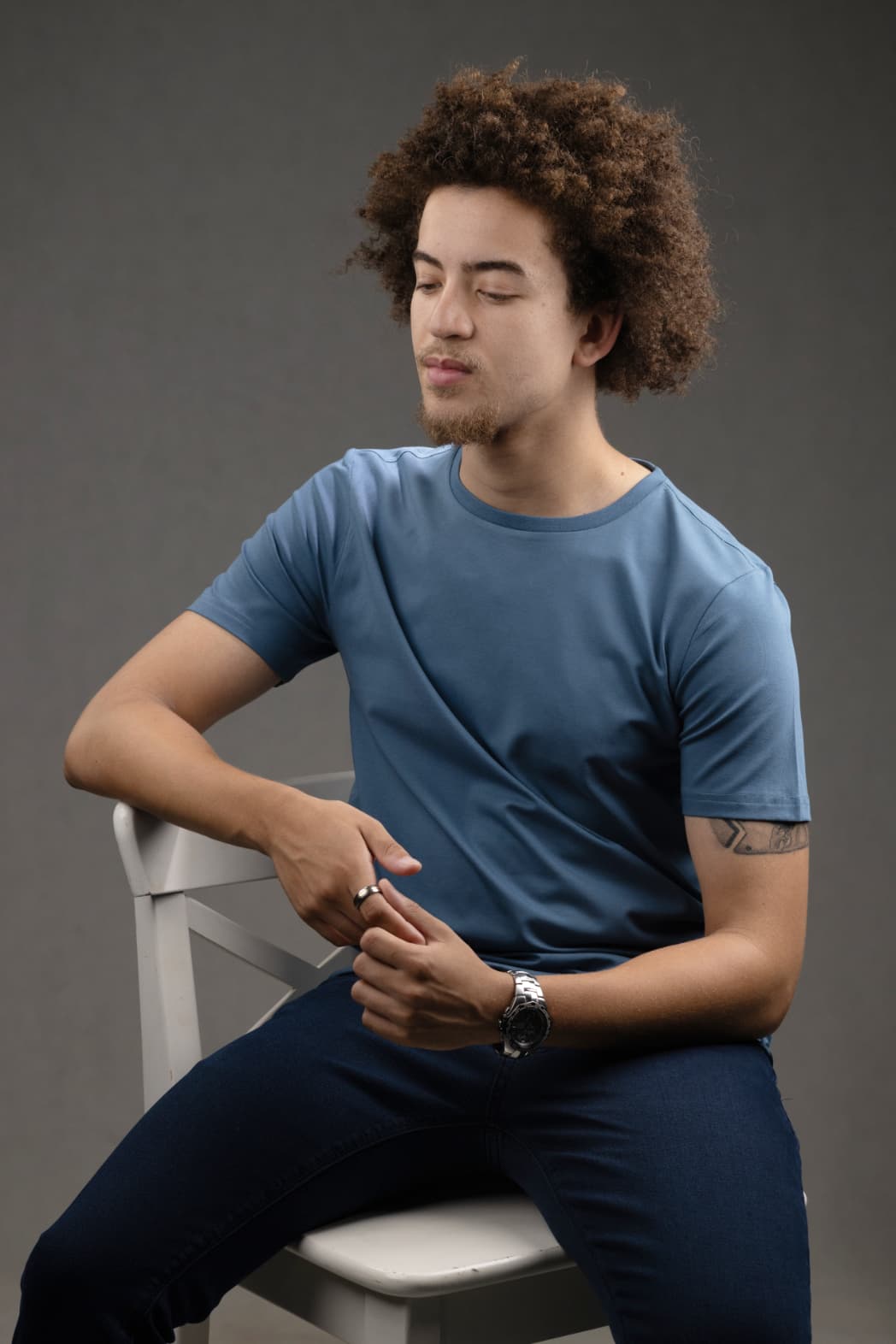 Crew Neck Slim fit T-Shirt in Blue