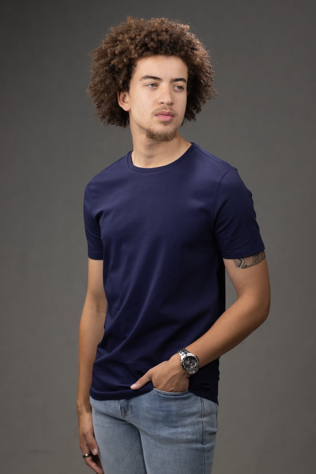 Crew Neck Slim fit T-Shirt in Navy