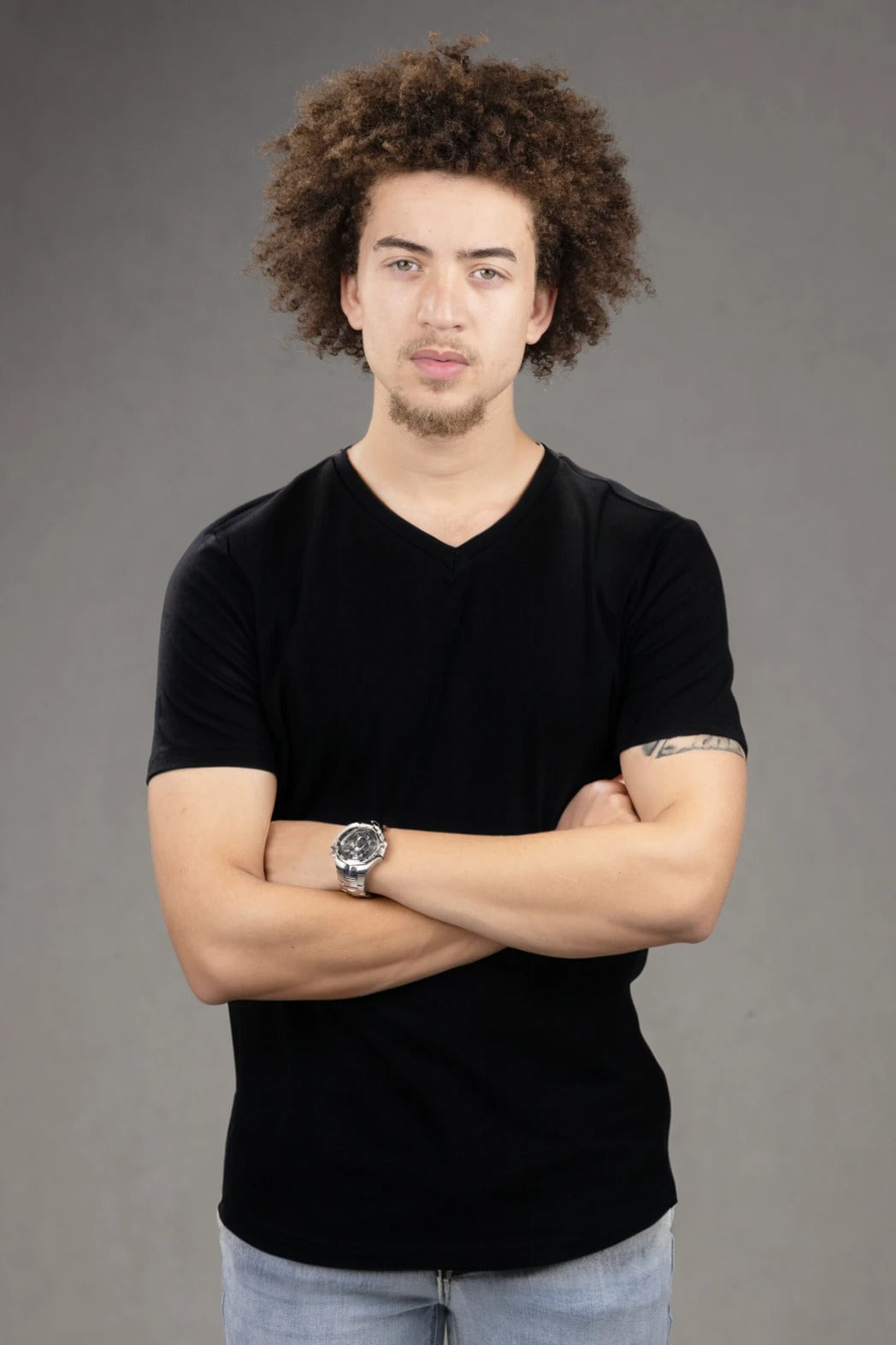 V Neck Slim fit T-Shirt in Black