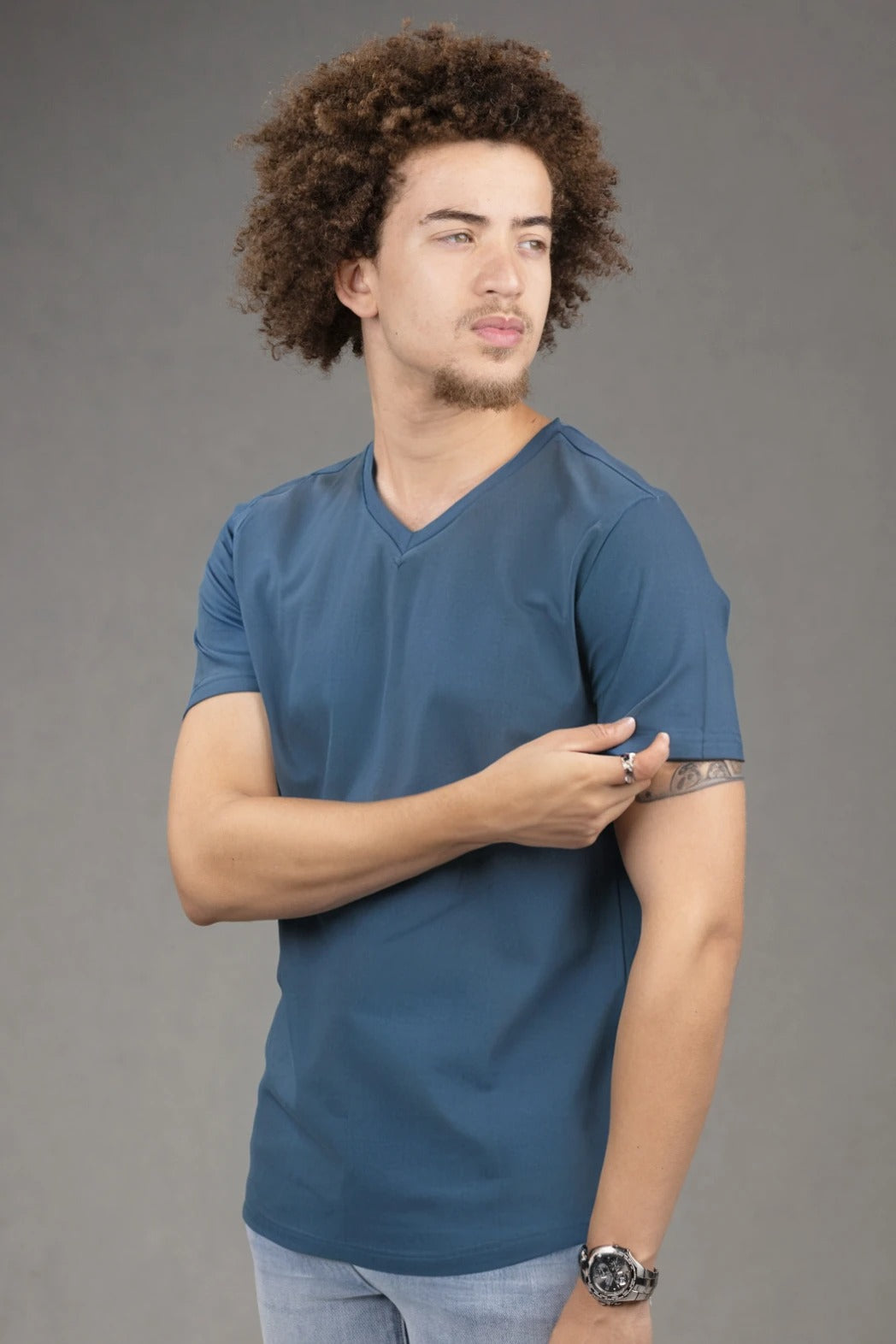 V Neck Slim fit T-Shirt in Blue