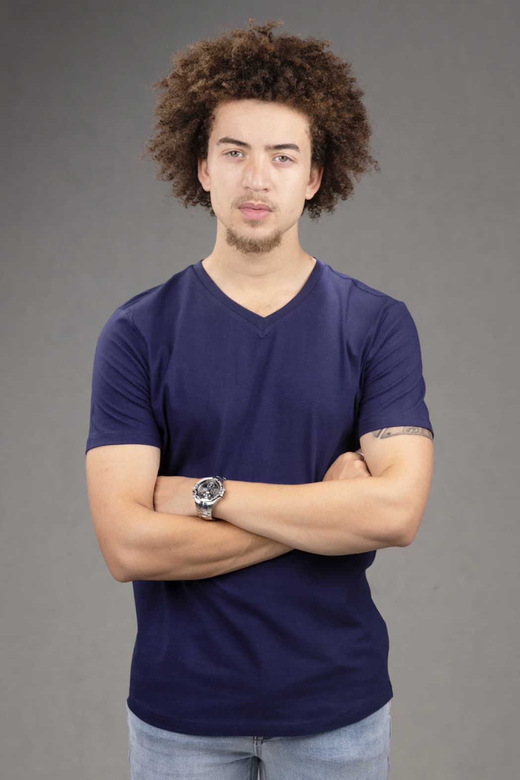 V Neck Slim fit T-Shirt in Ink Blue