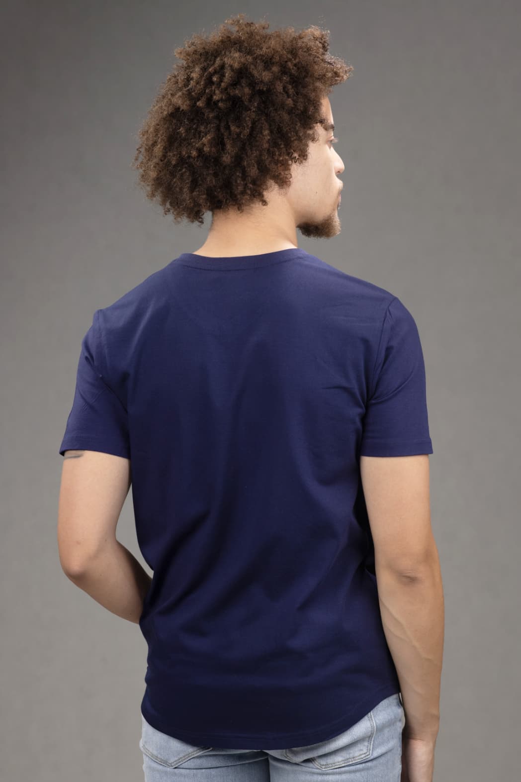 V Neck Slim fit T-Shirt in Ink Blue