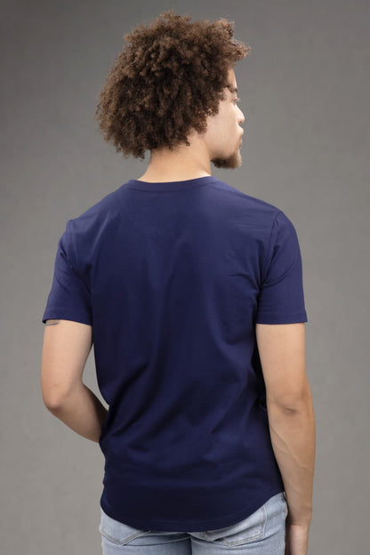 V Neck Slim fit T-Shirt in Ink Blue